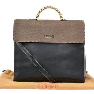 LOEWE Velazquez Twist Handle 2Way Shoulder Handbag Leather BN BK GHW 12RL599